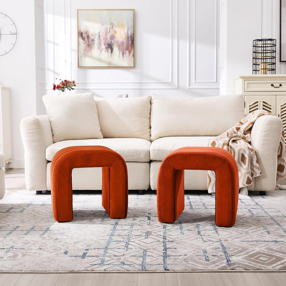 Multi-Functional Ottoman Stool Set of 2, Footrest for Couch, Modern Vanity St...