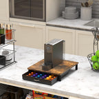 Deco Brothers Wooden Coffee Pod Drawer Compatible with 42 Nespresso Original Line Capsules, Rustic Brown