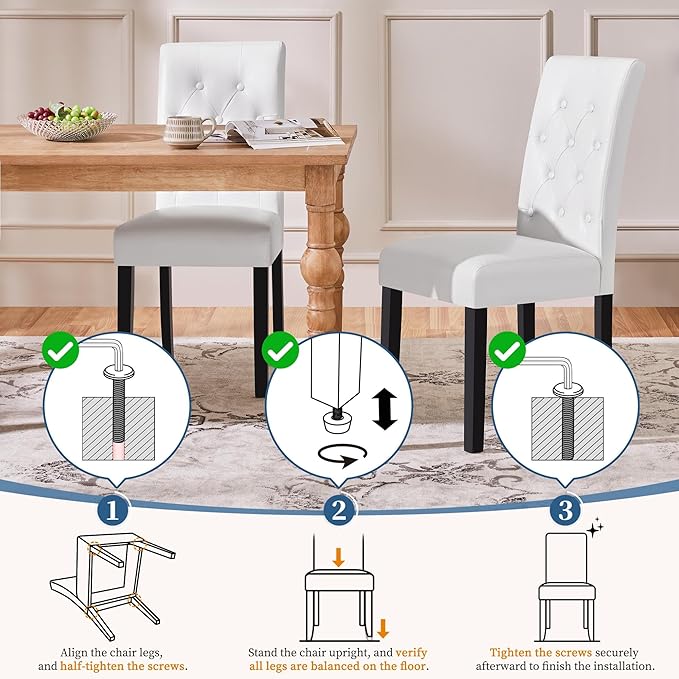 Yaheetech Upholstered Dining Chairs Set of 2 Modern Leather Parsons Kitchen C...