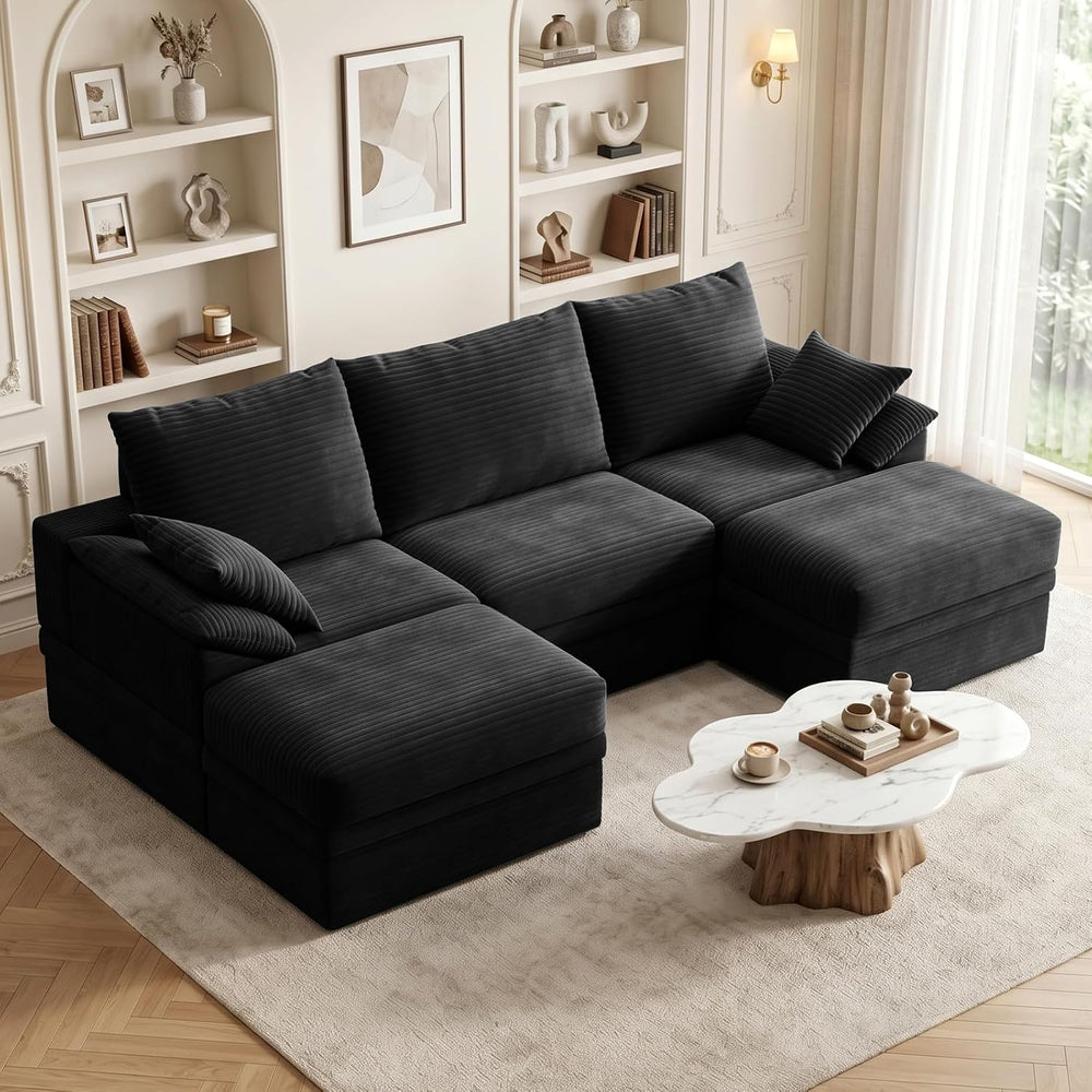 107" Modular Sectional Sofa Couch with Storage,U-Shape 3 Seat Comfy Mode...