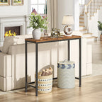 Simple Trending Narrow Side Table, 29.8" Console Table, Rustic Brown | Slim Entryway Table, Metal Frame, Adjustable Feet Pads, Industrial Style Behind Couch Table, for Entryway, Living Room