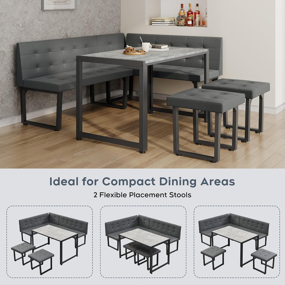 Yechen Corner Dining Table Set with Upholstered Banquette, 70 Inch 5-Piece Ki...