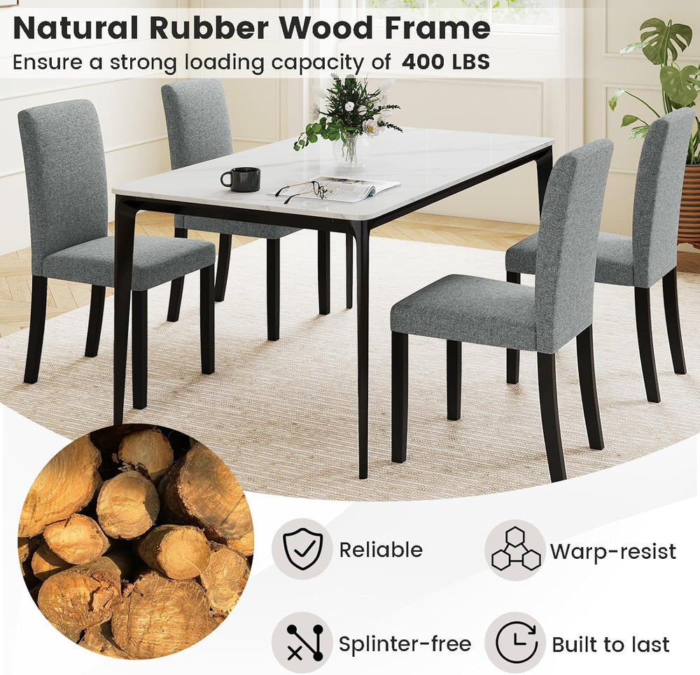 Giantex Upholstered Dining Chairs Set of 4, Mid-Century Modern Fabric Parson ...