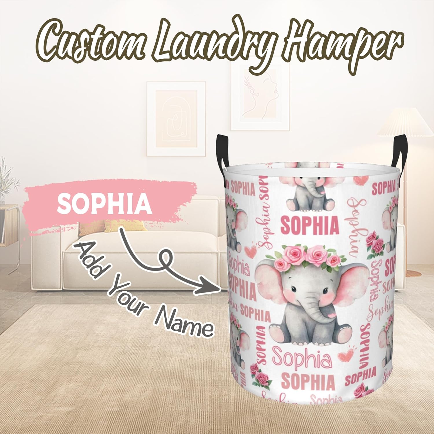 Custom Name Laundry Hamper, Personalized Laundry Baskets with Name for Boys Girls Women Men, Customized Collapsible Dirty Clothes Hamper Easy Storage Gifts for Bedroom Bathroom Living Room