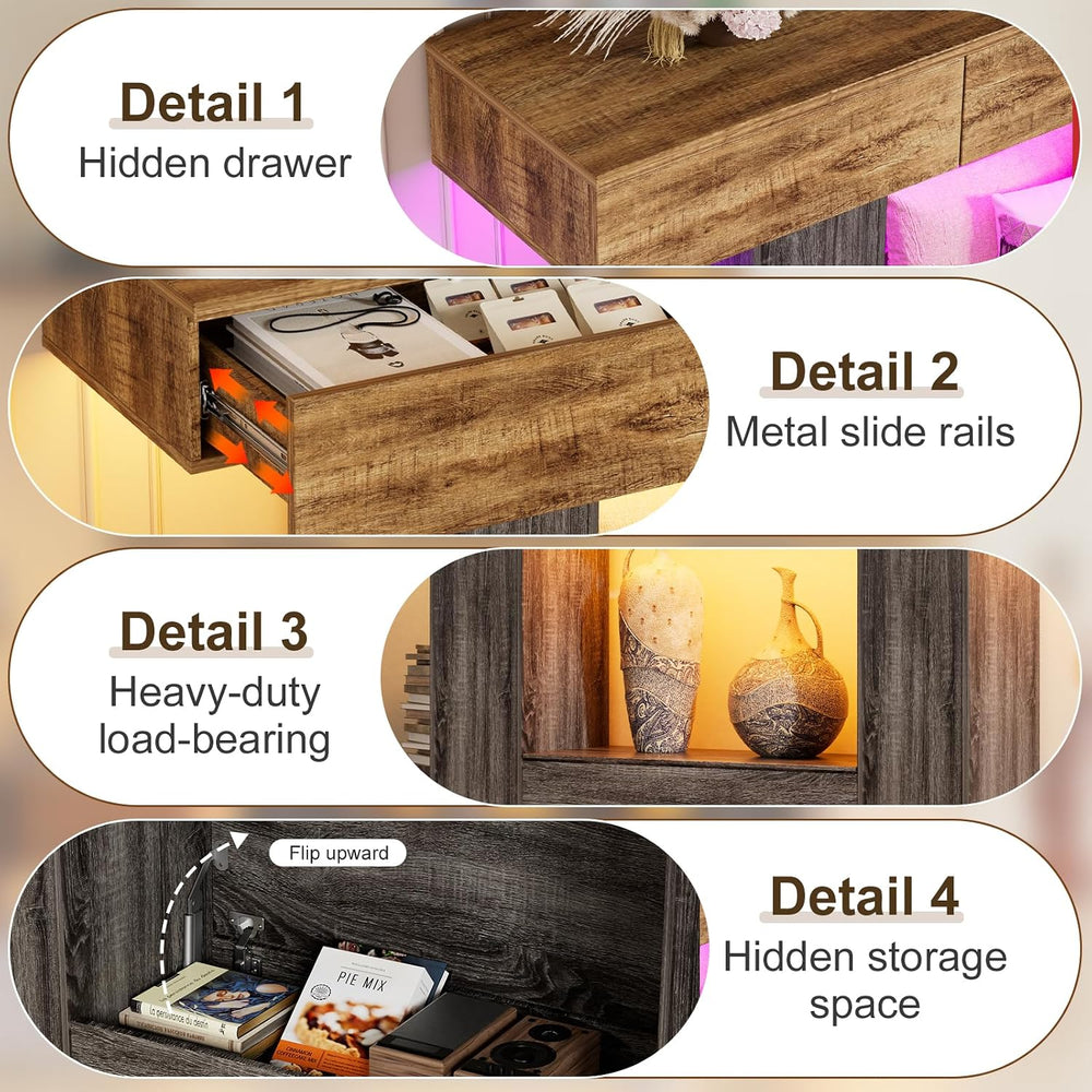 PAKASEPT 63'' Farmhouse Entryway Table with 3 Drawers & LED Light...