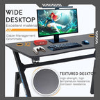 BestOffice Gaming Desk Computer Desk 47"x 23" Home Office Desk Extra Large Modern Ergonomic Black PC Carbon Fiber Table Gamer Workstation with Cup Holder Headphone Hook,Blue