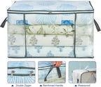 80L Clear Large Storage Bag, Clothes Storage Containers for Organizing Closet, Bedroom, Underbed, Comforters, Clothing, Blankets, Pillow, Foldable Organizer with Sturdy Handle and Zippers (4)