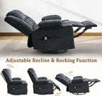 Korser 360° Swivel Rocker Recliner for Adults, Nursery Glider Recliner with Massage and Heating, Rocking Chair with Cup Holder, Manual Recliner Chair for Living Room, Bedroom (Fabric, Dark Gray)