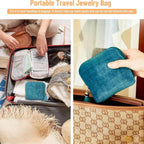 Travel Jewelry Case, Portable Jewelry Storage Bag, Compact Foldable Five Compartments Organizer Pouch with Zipper & Tassel for Earring Necklace Ring Bracelet (Red)