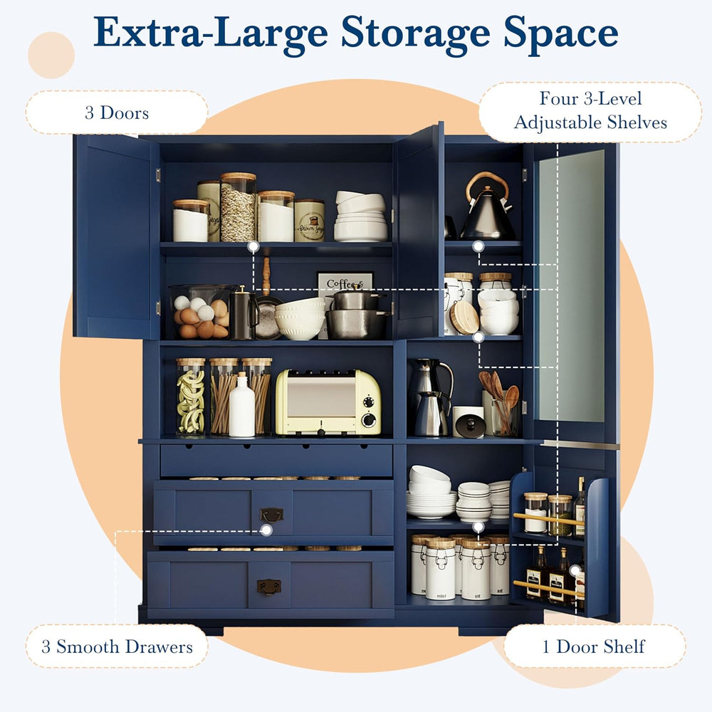 Merax Luxurious Extra Large 78" Pantry Cabinet with Hutch, Farmhouse Kit...