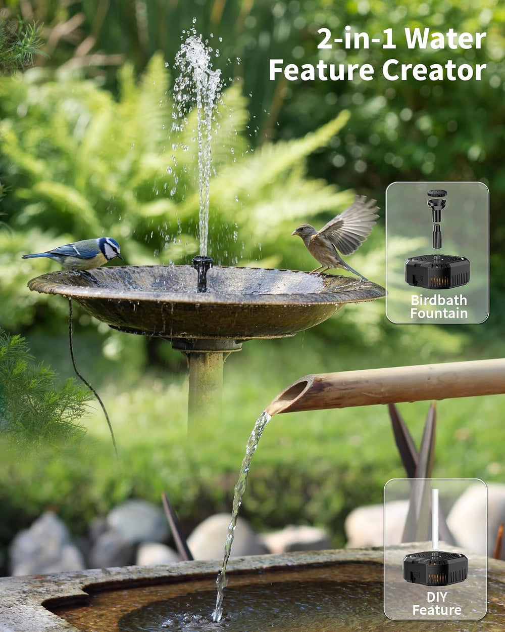 POPOSOAP 6.5W Solar Pond Filter with Battery Backup Fountain Pump