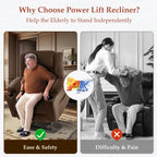 3 Motor Large-Wide Lift Chair, Infinite Position, 180° Lay Flat, Power Lift Chairs Recliners for Elderly Big and Tall, Massage & Heat, Extended Footrest (Dark Brown, Large Wide)