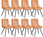 Dining Chairs Set of 8, Modern Dining Chairs with Thick Cushions, PU Leather Upholstered Kitchen Dining Room Chairs with Metal Legs for Dining Living Room (Caramel)