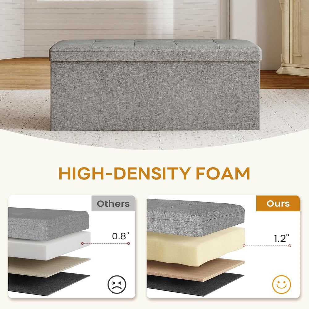 KROFEM 43.5" Folding Storage Ottoman Bench,Rectangle Foot Rest Stool for...
