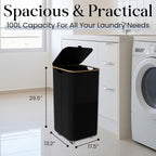 Laundry Basket with Wheels and Handle - 100L Bamboo-Fabric Laundry Hamper with Lid, Front Mesh Pocket, Travel Bag, Sturdy Wheels, Black