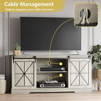 Farmhouse TV Stand for 65/60/55 Inch Tvs, Rustic Entertainment Center with Storage Cabinets & Sliding Barn Doors, Modern Media Console Table, Wood Television Furniture for Living Room, Bedroom, Grey