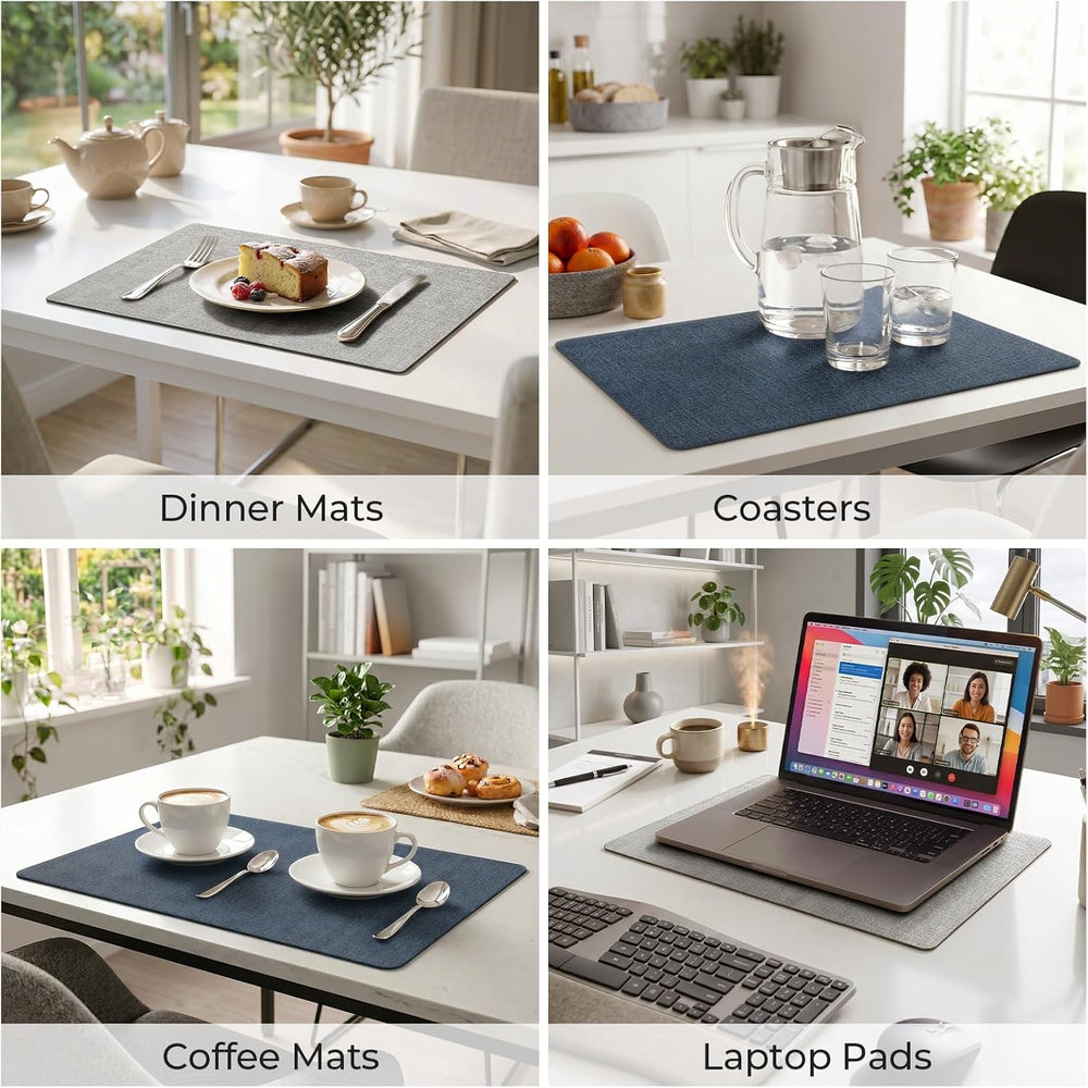 Romanstile Vinyl Placemats Set of 6, Dual-Color Faux Leather Place Mats