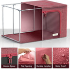 Sorbus Storage Bins with Metal Frame - Stackable & Foldable Clothes Organizer Bags - Oxford Fabric Storage Containers with Large Clear Window & Carry Handles Organization for Bedding Linen & Clothing