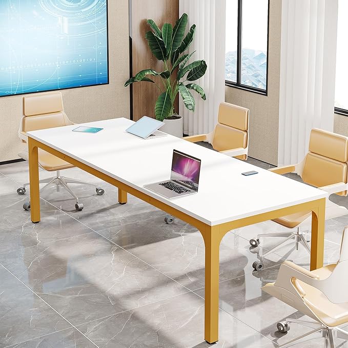 Tribesigns 6.5FT Conference Table, 78.7 Inche Rectangle Meeting Seminar Table, Large Business Tables for 6-8 People (Only Table)