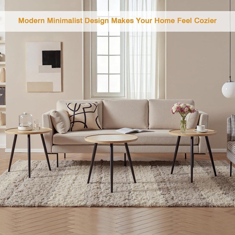 VECELO Modern Side Table, Round Small End Table, Exclusively Designed Hand-Cr...
