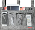 Linen Bedside Caddy, Bedside Storage Organizer for Hospital Beds, College Dorm Rooms or Baby Bed (6 Pockets-Grey)