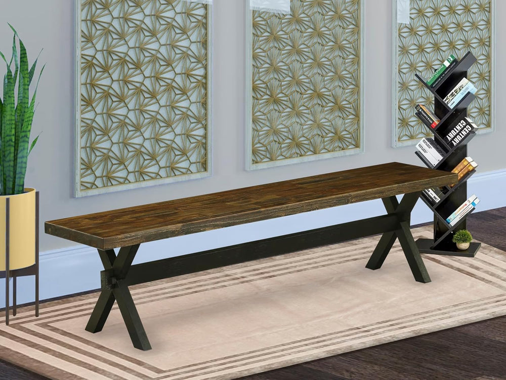 East West Furniture XB677 X-Style Modern Dining Bench with Wood Seat, 72x15x1...