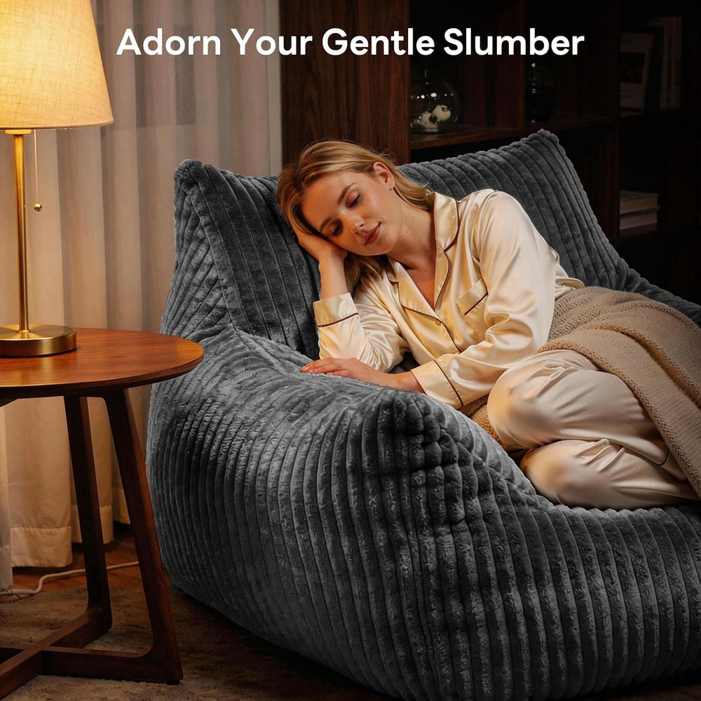 Giant Bean Bag Chair, Oversized Bean Bag Couch for Adults | Fluffy Corduroy B...