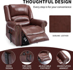 Genuine Leather Power Lift Recliner Chair, Lazy Boy Recliner Chair with Charging Ports for Living Room Theater Seating, Electric Single Sofa with Round Armrest, Red