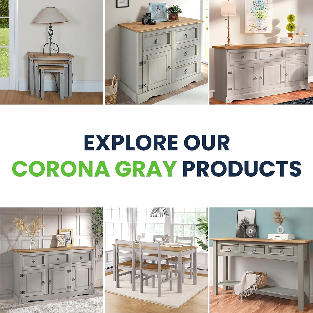Furniture Dash Rustic Grey 6-Compartment Cabinet – Solid Wood Console Table w...