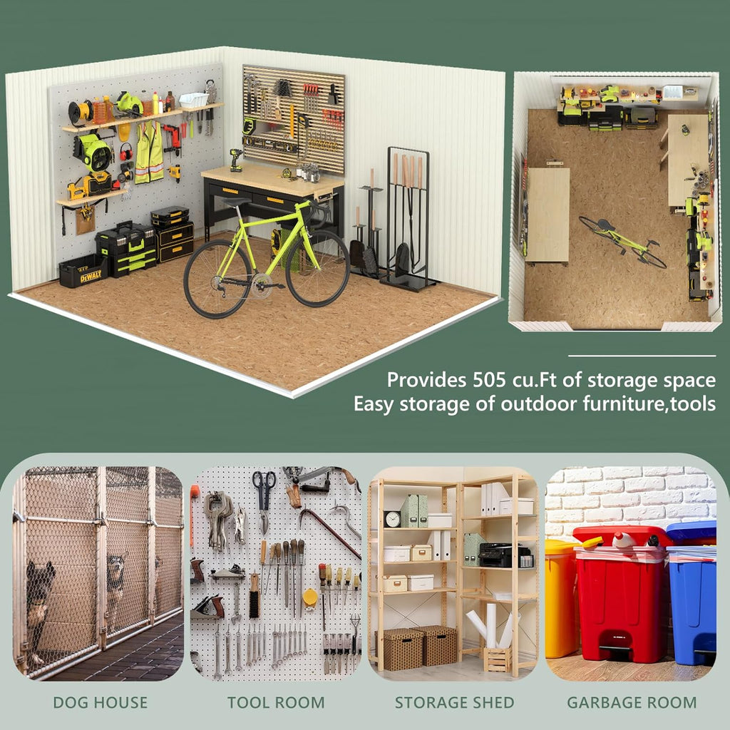 10x12 FT Metal Storage Shed with Window,Outdoor Storage Building,Large Backyard Sheds,Waterproof Outside Storage Sheds