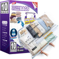 TAILI 10 Pack Vacuum Storage Bags, LONG SIDE ZIP (5 Large+5 Jumbo), Multi-Size Vacuum Seal Bags for Clothing, Storage Bulky Beddings, Comforters and Clothes, Space Saver for Closet Organization