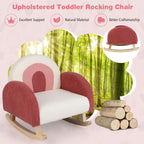 Honey Joy Toddler Rocking Chair, Kids Rocker with Solid Wood Frame & Plush Fabric, Anti-Tipping Design, Toddler Couch for Kids Room, Playroom, Nursery, Bedroom (Red)