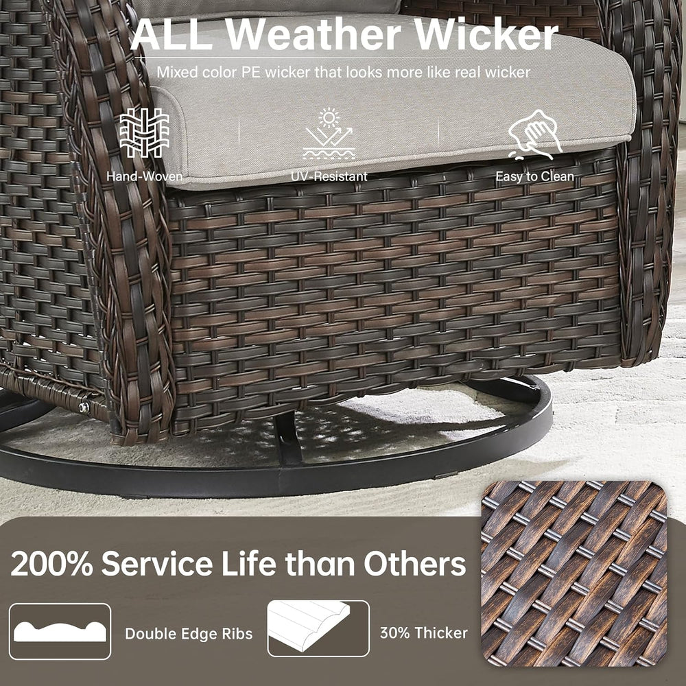 Outdoor Swivel Rocker Patio Chairs with 2 Ottomans - 5" Thick Cushion 4 ...