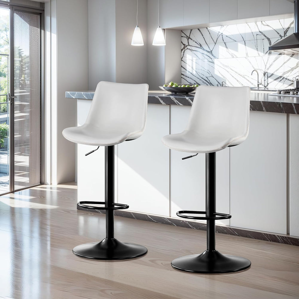 STOOLINK Adjustable Bar Stools Set of 2, Faux Leather Bar Stools with Back | ...