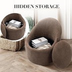 COLAMY Modern Swivel Accent Chair with Hidden Storage, 360° Barrel Swivel Chair, Small Swivel Armchair for Living Room/Bedroom, Brown