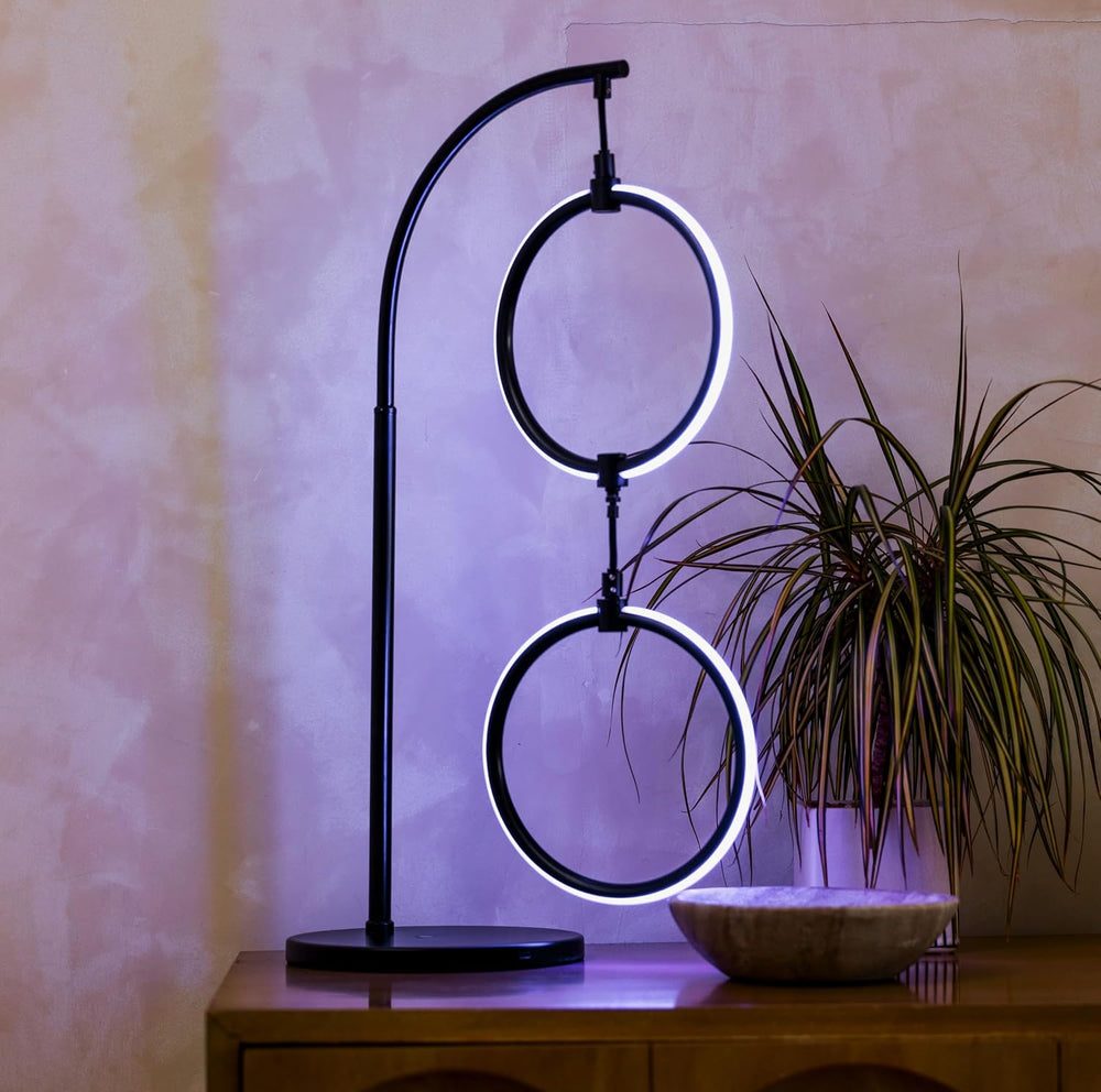 Brightech 2 Ring Lamp - 24" RGB Color Changing LED Table Lamp with 2 Han...
