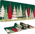 Christmas Tree - Green Gaming Mouse Pad 35.4"x15.7"Desk Mat Anti-Slip Rubber Base & Durable Stitched Edges for Gamers Smooth Mouse Writing Surface for Desk Office/Home