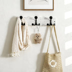SKOLOO 17-Inch Wood Coat Rack Wall Mount with 3 Triple Hooks - Ideal for Family Entrances, Classrooms, and Pet Supplies Storage - Perfect Coat Hooks for Wall,Distressed White Wash, Pack of 2