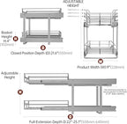 2-Tier Individual Cabinet Pull Out Shelves (9" W x 22" D), Slide Out Kitchen Panty Narrow Cabinet Storage Sliding Shelves