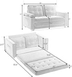 ERYE 3 Fold Tufted Upholstered Futon Sofa Bed Modern Convertible Foldable Floor Loveseat Sofabed with Pull Out Sleeper Couch Daybed W/Side Pockets for Living Room