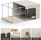 Sorbus Storage Bins with Metal Frame - Stackable & Foldable Clothes Organizer Bags - Oxford Fabric Storage Containers with Large Clear Window & Carry Handles, Bedroom Organization for Bedding & Linen