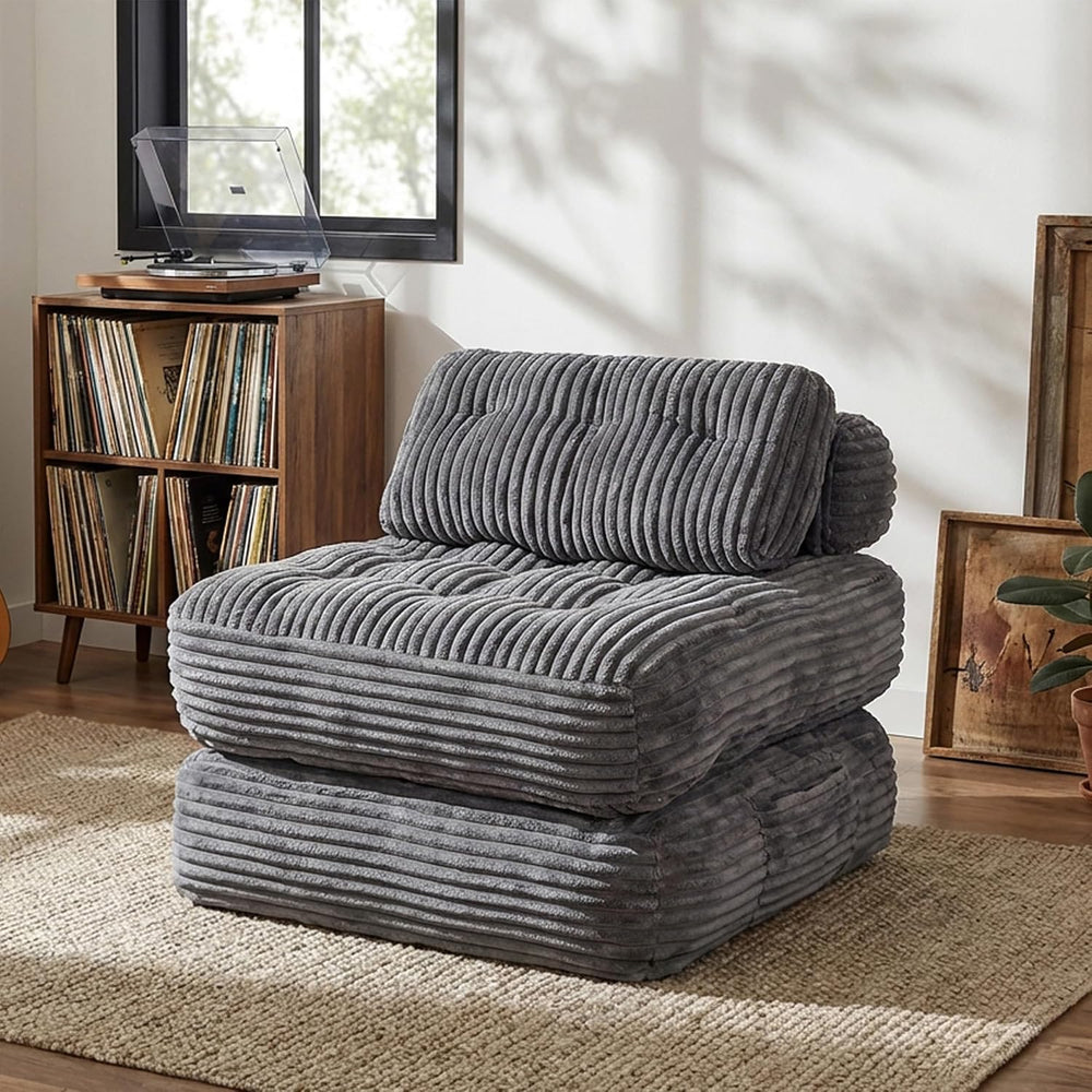Claiks Boneless Chair Folding Sofa Bed, Sleeper Chair, Dark Grey, Single
