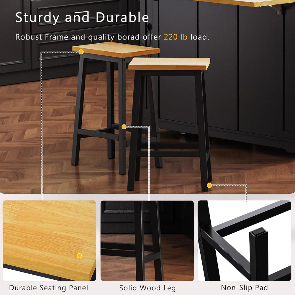 53" Kitchen Island with 2 Bar Stools, Large Rolling Kitchen Island on 5 ...