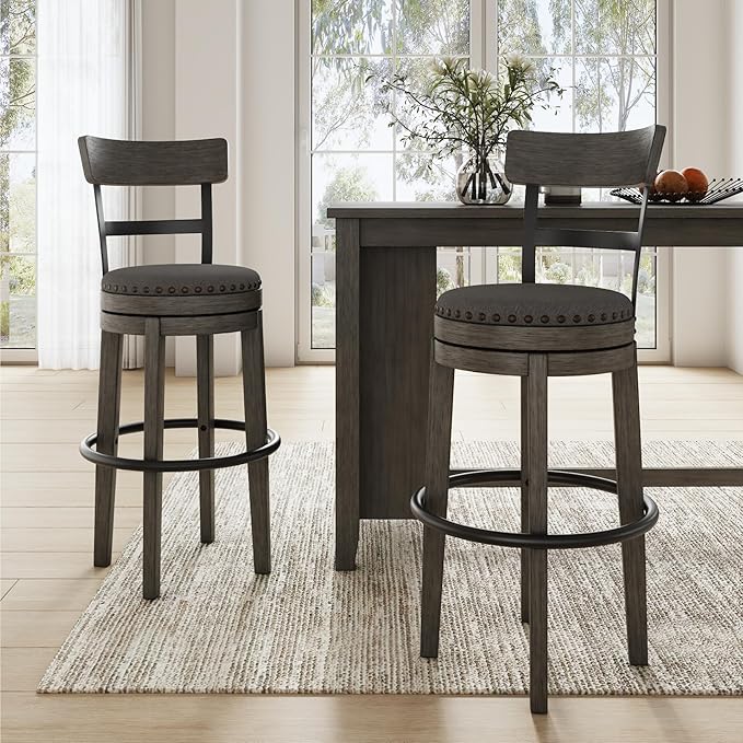 Signature Design by Ashley Caitbrook 30" Farmhouse Bar Height Upholstere...
