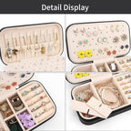DesignSter Travel Jewelry Box, PU Leather Portable Jewelry Case, Small Jewelry Boxes for Gifts, Travel Jewelry Organizer for Women Rings Earrings Necklaces Bracelets (Black)