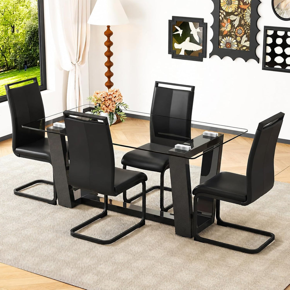 Ebullient Glass Dining Table Set for 4, Modern Dining Table Set for 4, Temper...