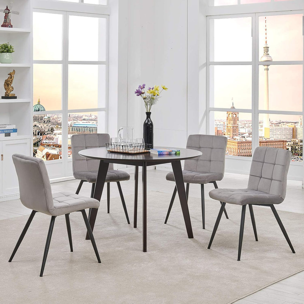 DUHOME Fabric Dining Chairs Set of 4, Black Metal Leg Accent Chairs Grey | So...