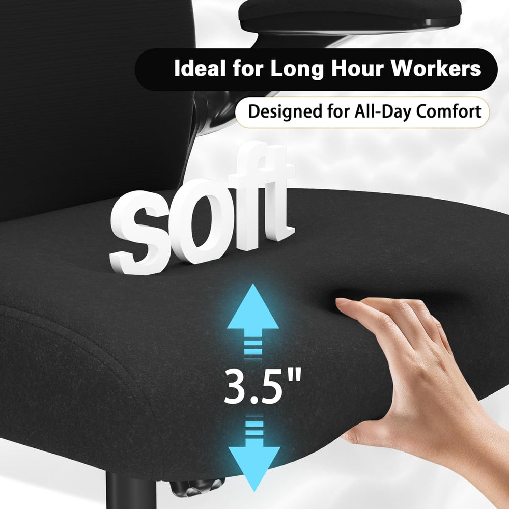 Ergonomic Home Office Chair, 4-Way Lumbar, Thick Cushion, 330LBS | Adjustable...