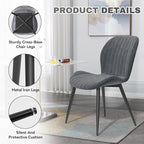 Dining Chairs Set of 2 Modern Velvet Dining Room Chairs Upholstered Dining Chairs with Thick Cushions Metal Legs Armless Back Chair for Kitchen and Living Room Dark Gray