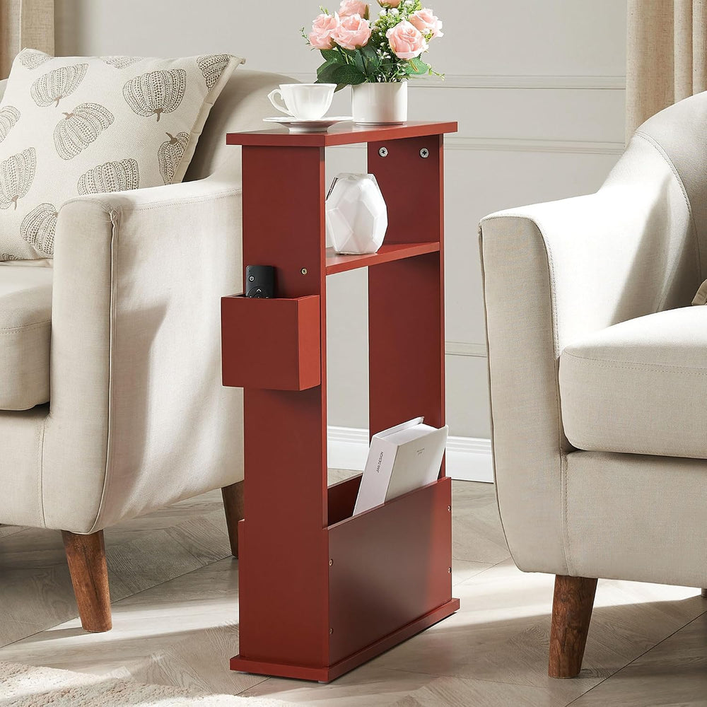 Kings Brand Furniture Narrow Side Table with Storage Shelf, Slim End Table wi...